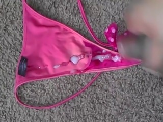 cum on nieces pink vs string panty