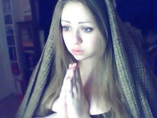 Russian Christian Blue-Eyed Dark Blonde Girl believes in God