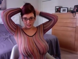 Busty MILF with Glasses Shows GIGANTIC TITTIES on WEBCAM