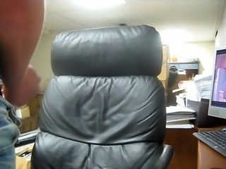 Big cumshot on leather chair