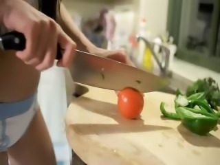 Unreal cucumber in her tight pussy