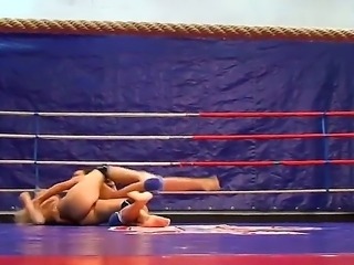 Sexy babes get down on the ring for a fight as they play with sensitive parts...