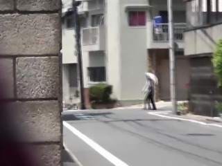 Japanes girl peeing outside