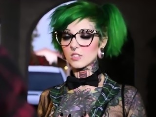 Punk girl with glasses Sydnee rides hard prick like a pro