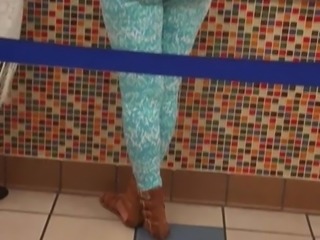 bubble booty in light blue tights