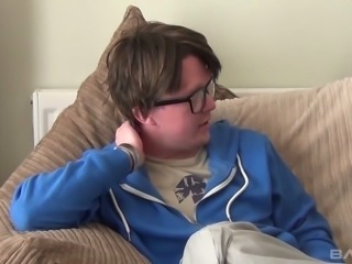 This nerdy guy talks Stella Cox into having sex with him for a wad of cash